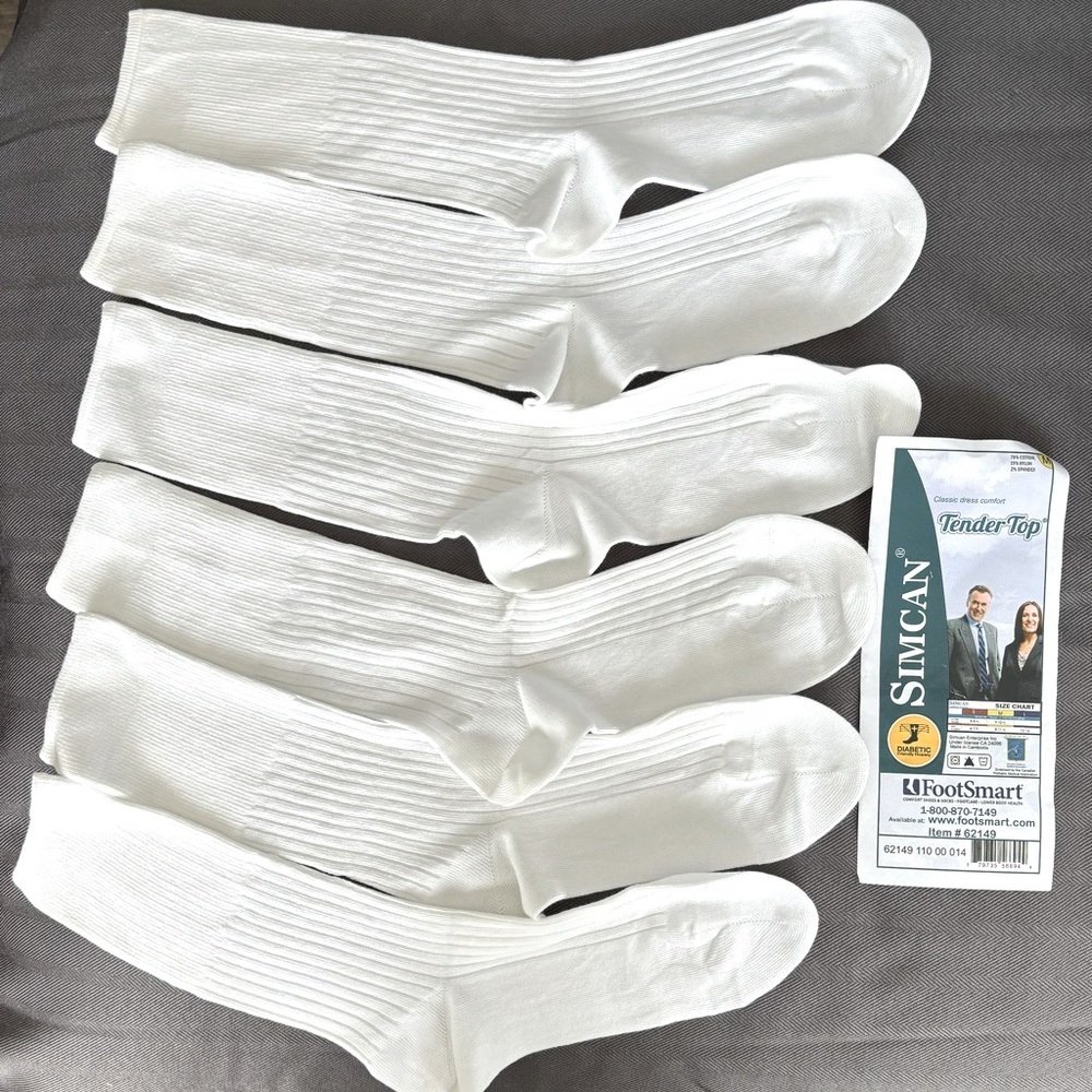 Footsmart Women's M Simcan Classic White Dress Comfort Socks New 3 Pair Package